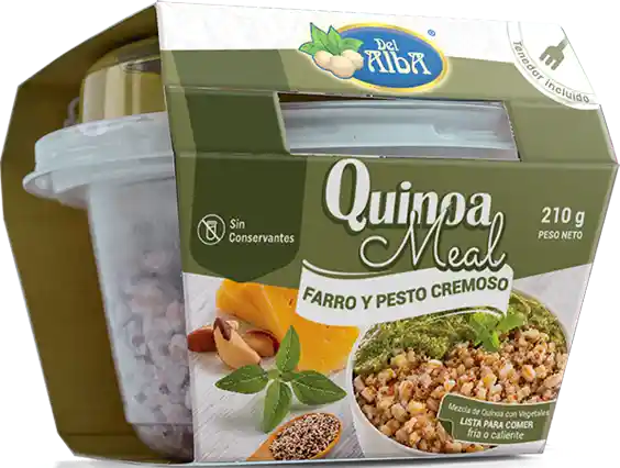 Del Alba Quinoa Meal Farro y Pesto cremoso.