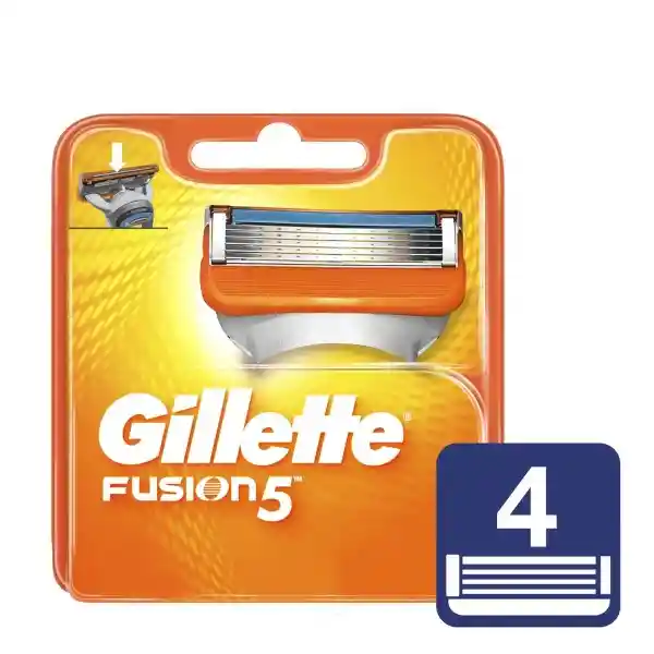 Gillette Repuestos Maquinilla Fusion 5, Caja x 4 Unidades