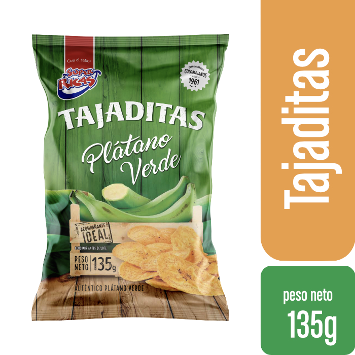 Super Ricas Snack de Tajaditas de Plátano Verde 135 g
