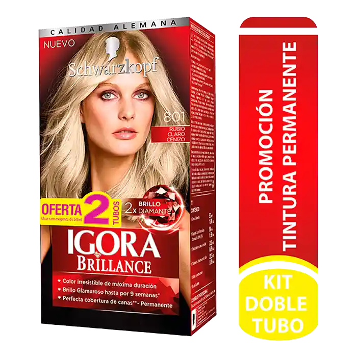 Igora Brillance Tinte Permanente 801 Rubio Claro Cenizo