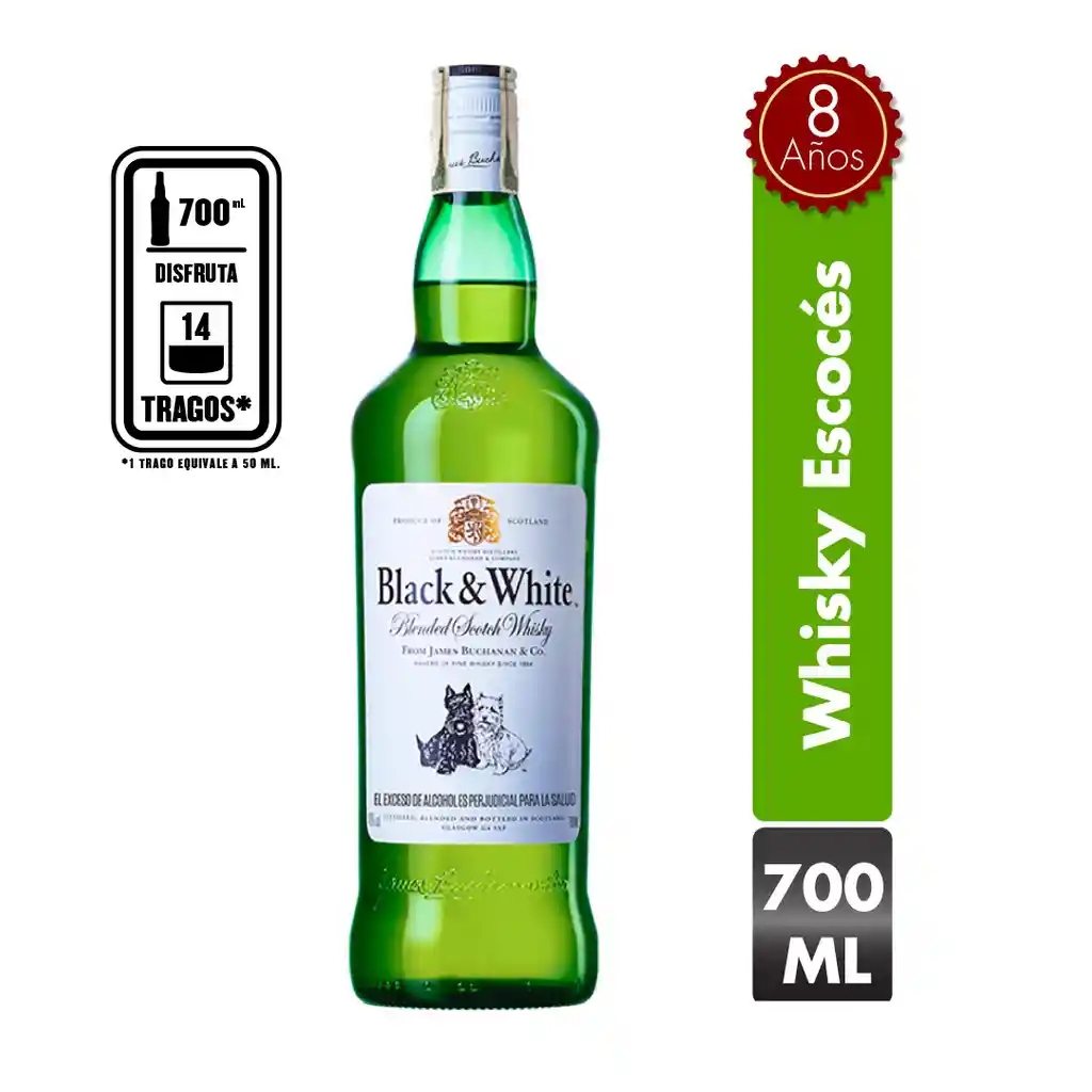 Black & White Blended Whisky Whisky Black And White 8 Años