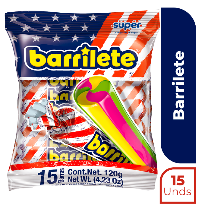 Barrilete Caramelos Barras Sabor Frutal 120g