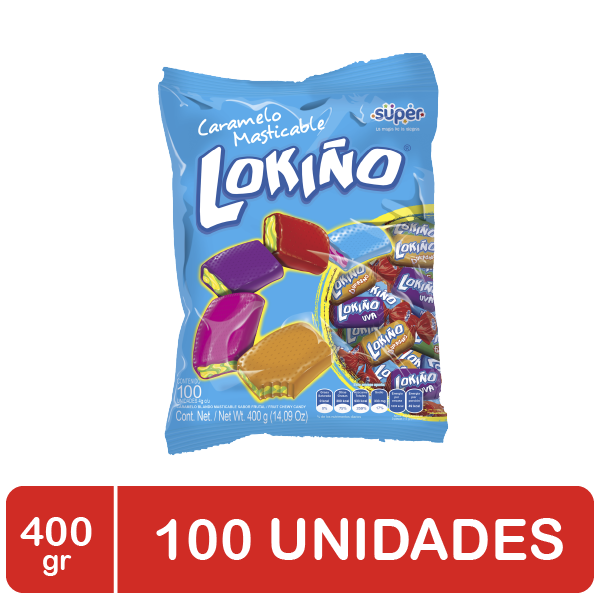 Lokiño Caramelo Masticable Surtido 100 x 1 und