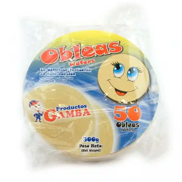 Gamba Obleas Wafers x 50 Unidades