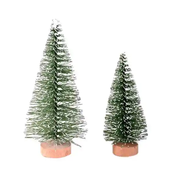 Qtfhr Mini árbol de Navidad de PVC con Base de madera,