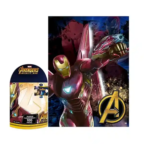 Rompecabezas Avengers Tarro Metalicoiron Man 100 Piezas