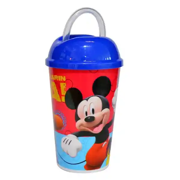 Vaso Redondo Tapa y Pitillo Mickey