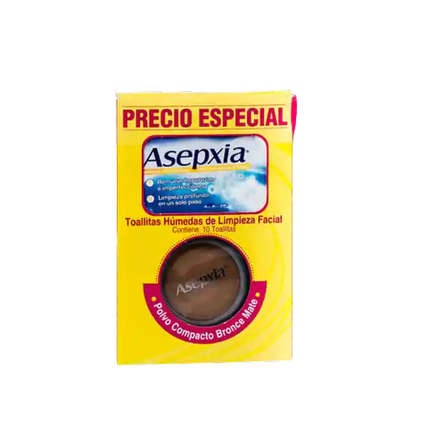 Asepxia Polvo Compacto más Toallas Húmedas