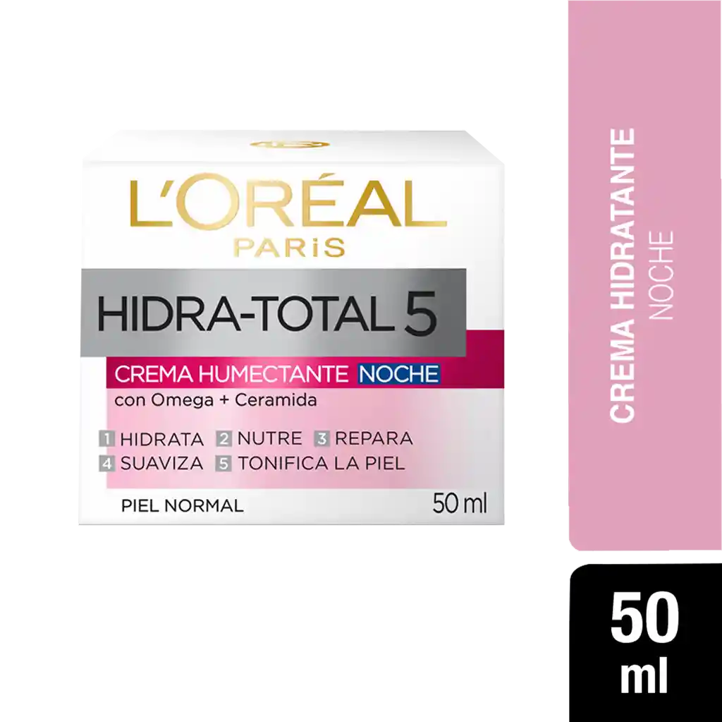 Loreal Paris Crema Facial Humectante de Noche Hidra-Total 5