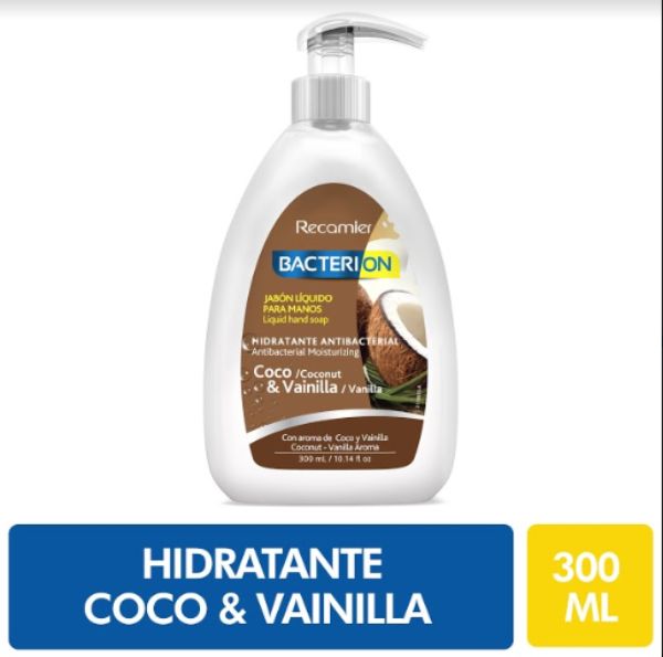 Bacterion Jabón Liquido Hidratante de Coco y Vainilla 300 ml