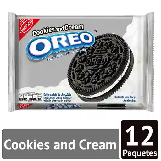 Oreo Galleta Cookies And Cream x 12 Unidades