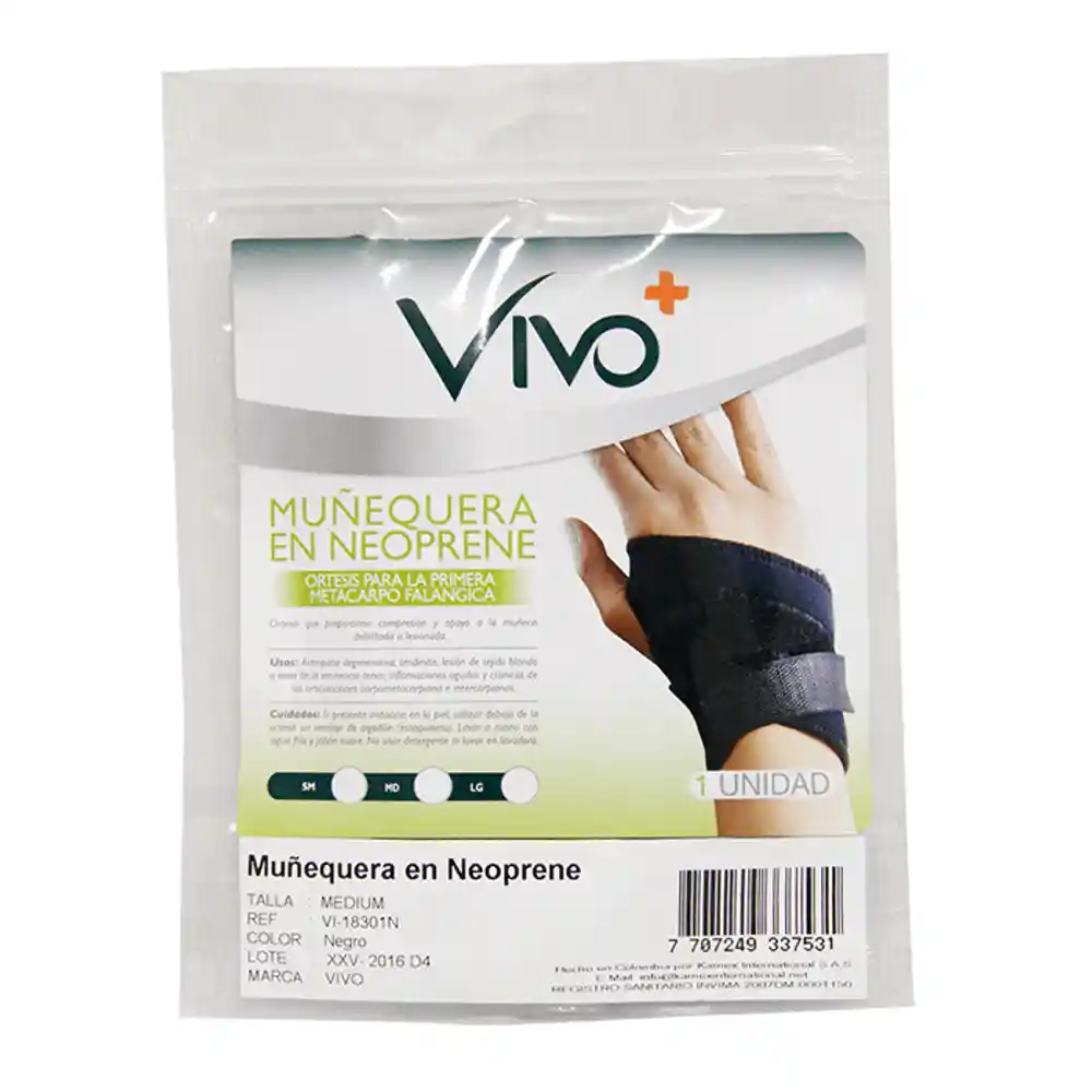 Vivo+ Munequera Neoprene Sm Negro