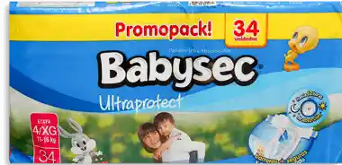 Pañales Babysec Ultra Protect Etapa 4 Pack con 34 Unidades