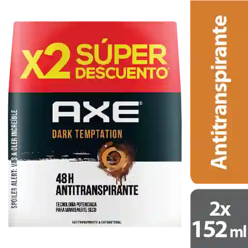 Desodorante Antranspirante Hombre Axe Dark Temptati 2X152Ml