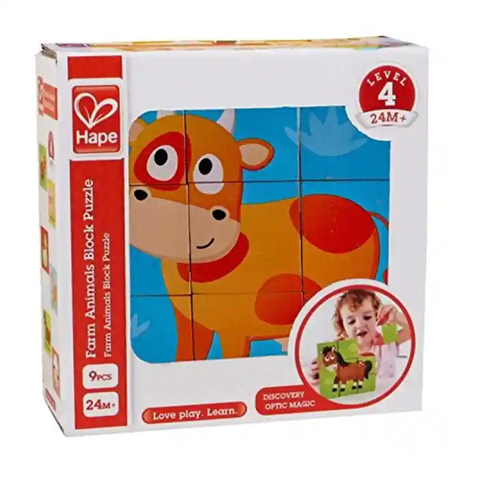 Puzzle Animales De La Granja En Cubo