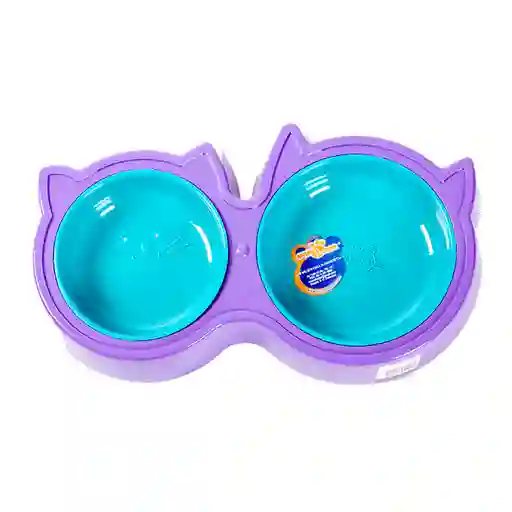 Comedero Doble Cara Gato Bicolor 2220