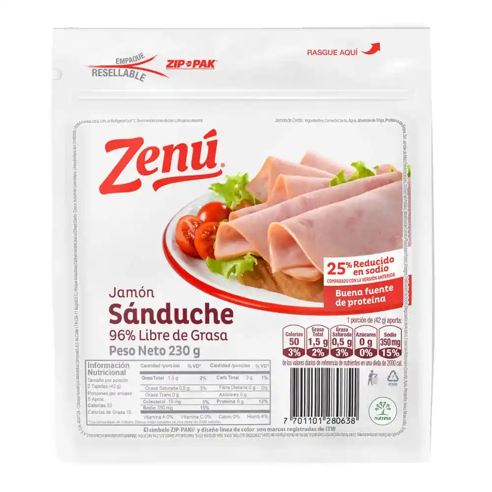 Zenú Jamón Sánduche