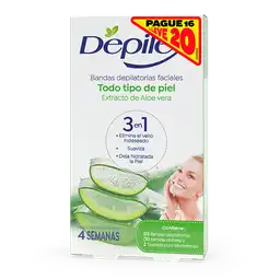 Depilex Bandas Depilatorias Facial Todo Tipo de Piel