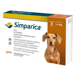 Simparica Antipulgas 20 Mg De 5 A 10 Kg 3 Tabletas