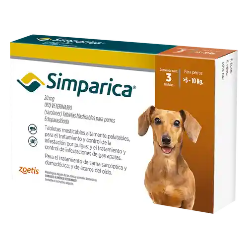 Simparica Antipulgas 20 Mg De 5 A 10 Kg 3 Tabletas