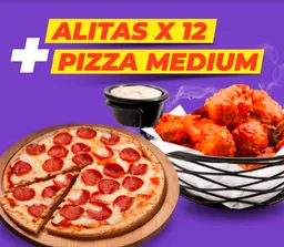 Combo Alitas y Pizza Mediana