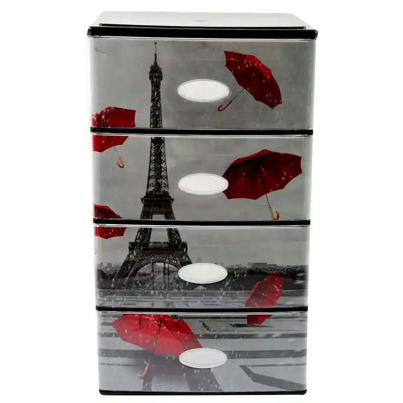 Great Plastic Cajonero Paris 4 Cajones 2277 - Negro