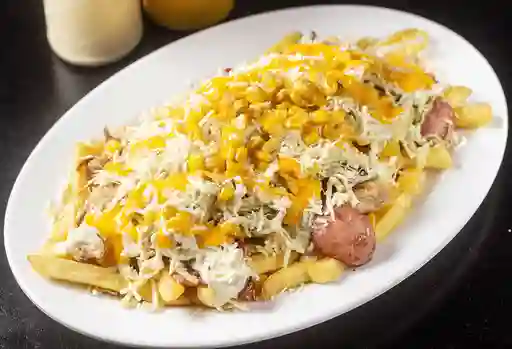 Salchipapas Pollo-Suiza