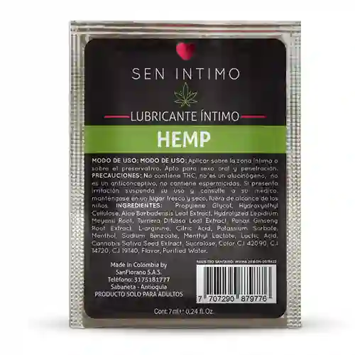 Lubricante Intimo Hemp Euforia Sachet 7 Ml | Sen Intimo