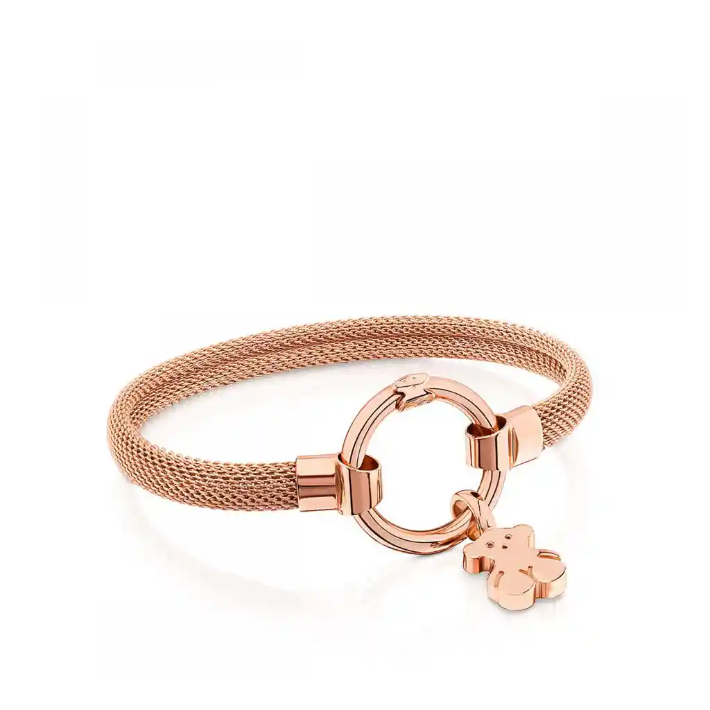 Tous Pulsera Mediana Hold de Plata Vermeil Rosa y Acero