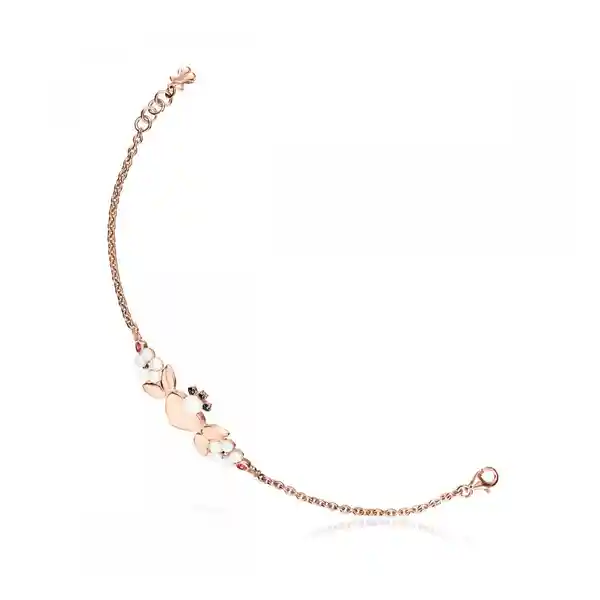 Tous Pulsera Real Sisy de Plata Vermeil Rosa Con Gemas