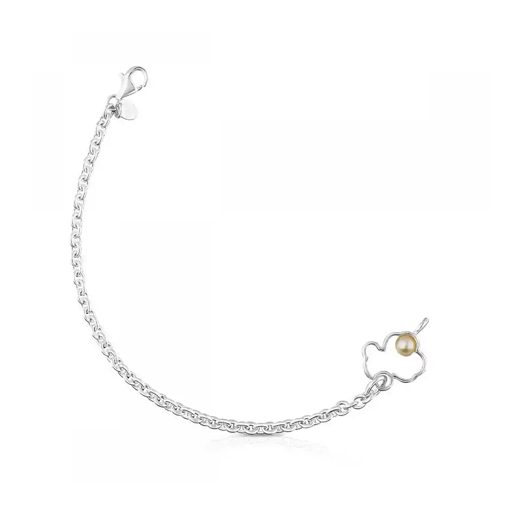 Tous Pulsera Silueta de Plata Con Perla