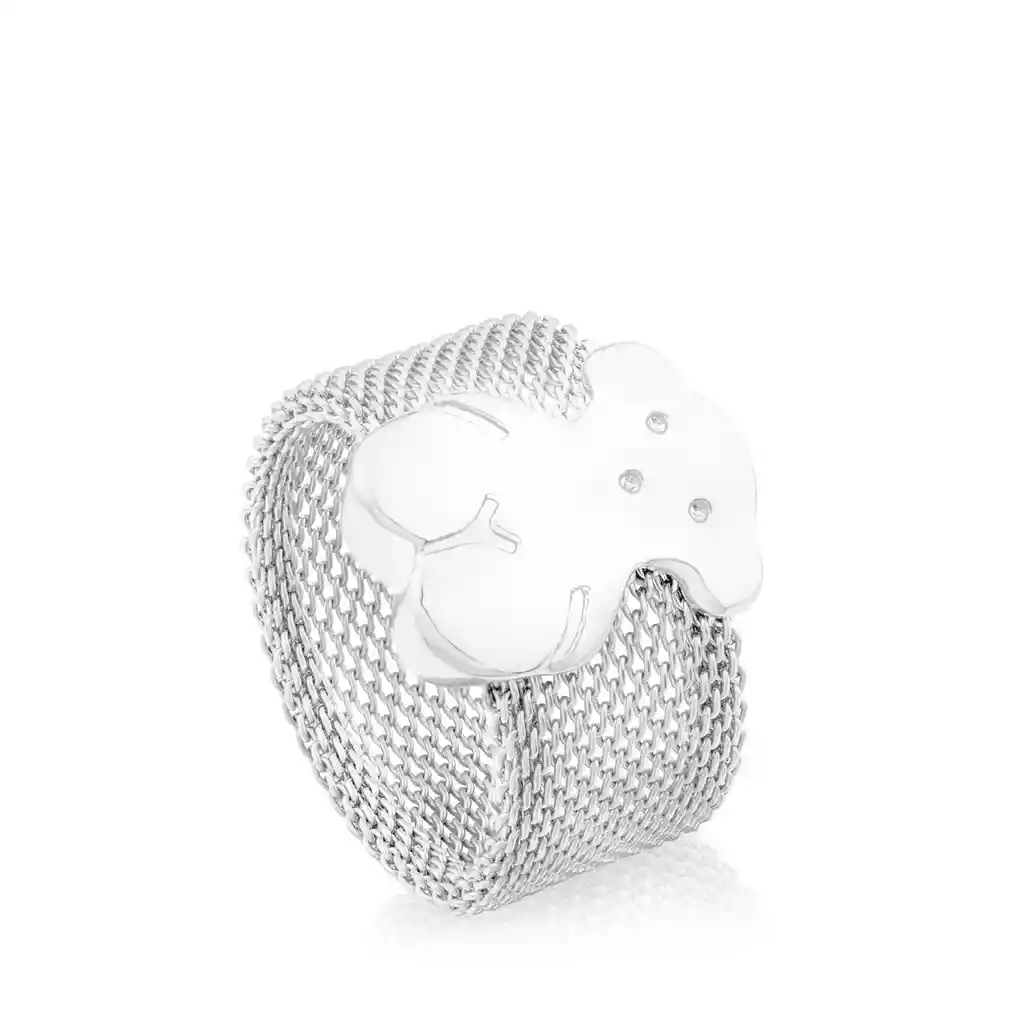 Tous Anillo Icon Mesh de Plata