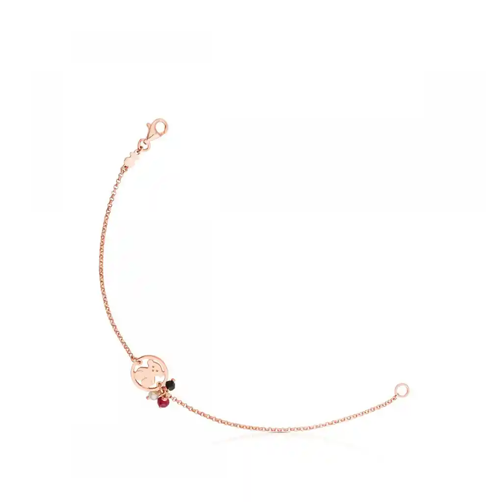 Tous Pulsera Camille de Plata Vermeil Rosa Con Ónix Rubí y Perla