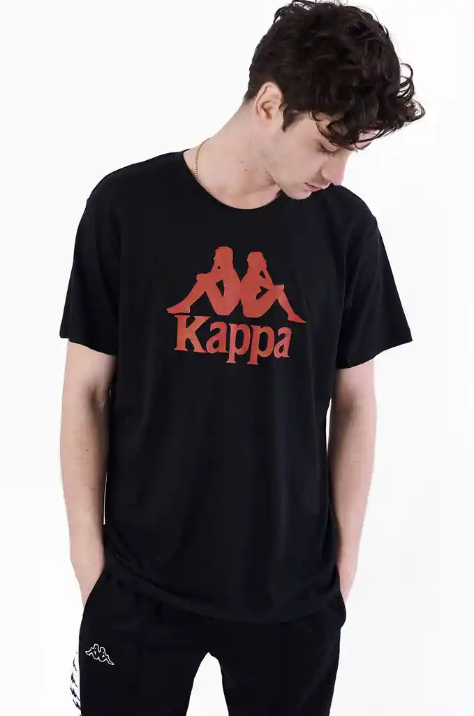 Kappa Camiseta Para Hombre Authentic Estessi Slim Negro y Rojo