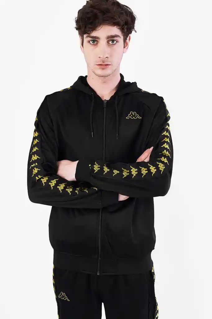 Kappa Chaqueta Para Hombre 222 Banda Zudai Slim Negro y Amarillo