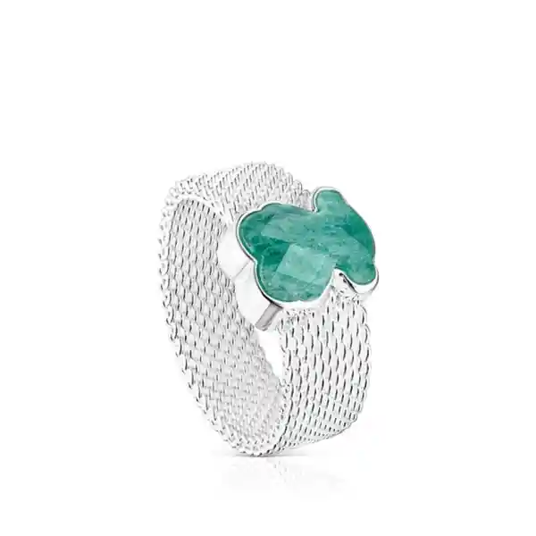 Tous Anillo Mesh de Plata y Amazonita