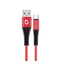 Brightside Cable de Carga Usb 1.2m Enmallado Plano 2.4a Rojo