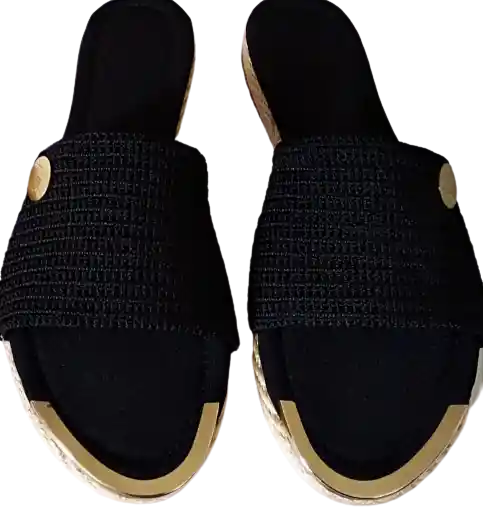 LNS Sandalias Negras Tejido Crochet Talla 37