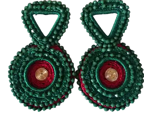 LNS Aretes Verde Pasto Aro Redondo Topo Triangular