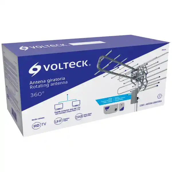 Volteck Antena Amplificada Giratoria 360° a Control