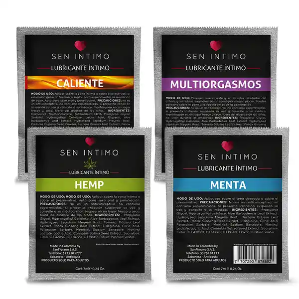 Sen Intimo Sex Kit Lubricantes Variados