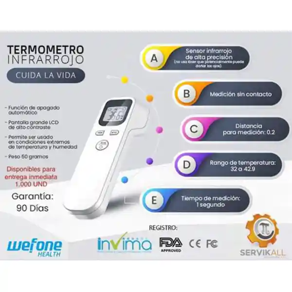 Termometro Digital Wefone Infrarrojo