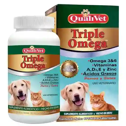 Qualivet Suplemento Alimenticio Triple Omega para Perros y Gatos