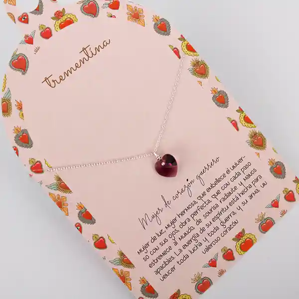 Trementina Collar Plata Corazón Swarovski Morado