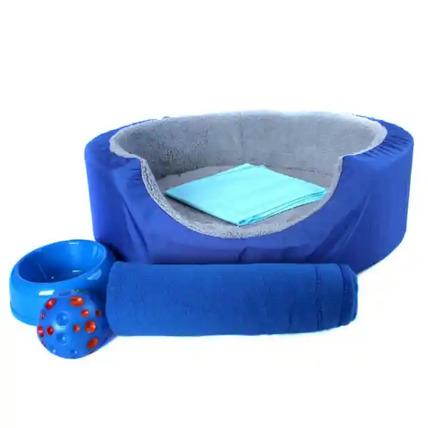 Kit Para Perro Compuesto Por Una Pelota Una Cobija un Comedero y un Pañal. Cama de Perros de Textura Suave Con Forro Resistente Rellena de Espuma Para Mayor Comodidad Aísla el Frio y la Humedad D