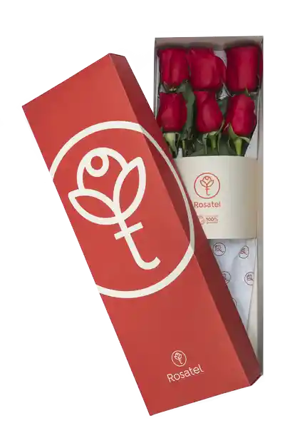 Arreglo Floral en Caja Roja Con 6 Rosas