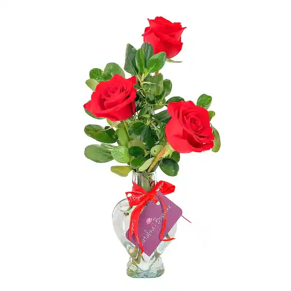 Catalina Bojanine Solitario Corazón Rosas Rojas