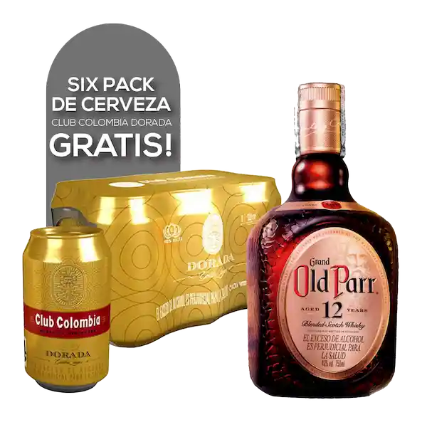 Old Parr Whisky 12 Años + Club Colombia Dorada Six Pack Cerveza