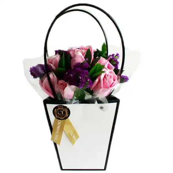 Flores Frescas Capri Romantic Basket Blanca