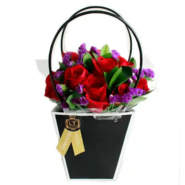 Flores Frescas Passion Romantic Basket Negra